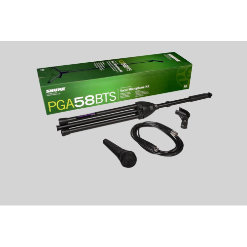 SHURE PGA58BTS Micrófono Dinámico Vocal con Interruptor, pinza, cable y pie recto