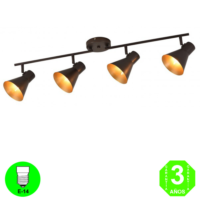 Aplique Regleta Rustico Focos Orientables Color Marrón Mate interior Dorado [AL104958LCL]