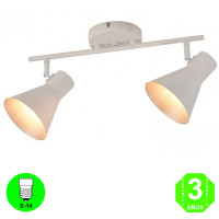 Aplique Regleta 2 focos Bombilla E14 Color Blanco Mate interior Plata [AL104962LCL]