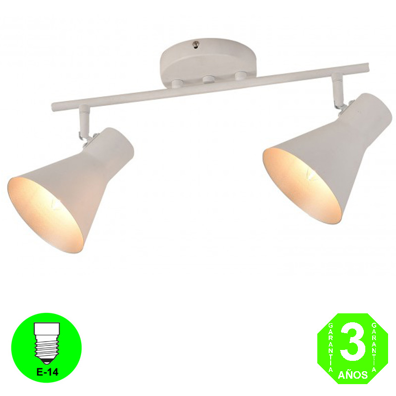 Aplique Regleta 2 focos Bombilla E14 Color Blanco Mate interior Plata [AL104962LCL]