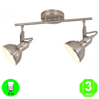 Aplique Regleta 2 focos Retro Bombilla E14 Color Níquel interior Blanco [AL104976LCL]