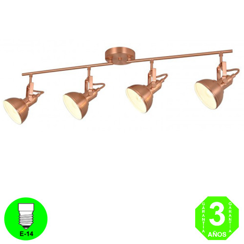 Aplique Regleta Retro Color Oro Rosa interior Blanco focos Orientables [AL104984LCL]