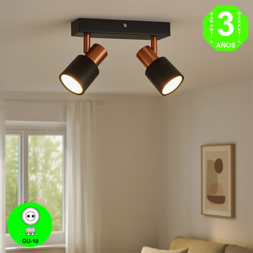 Aplique Regleta Gold Focos Orientables color Negro Cobre GU10 [AL4510LM]