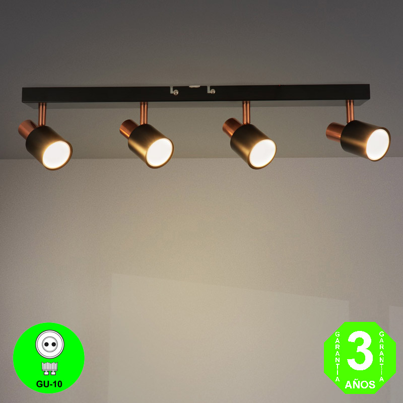Regleta Aplique Gold4 Focos Orientables Color Negro-Cobre [AL4512LM]