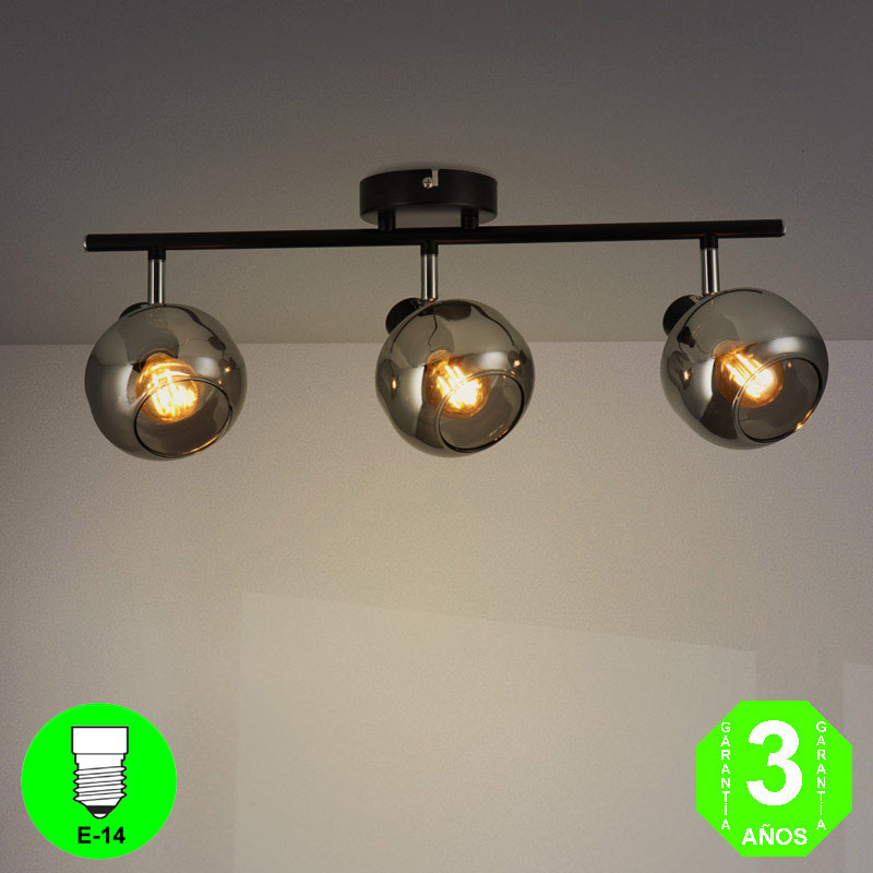 Regleta Aplique Glass3 Focos Orientables Color Negro [AL4519LM]