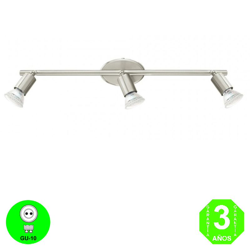 Aplique Regleta Buzz3 focos Orientables Color Níquel Mate [AL92597MB]