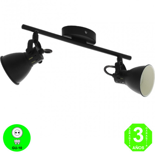 Aplique Regleta Vintage 2 focos orientables GU10 Color Negro [ALAP8398MB]