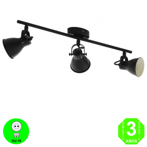 Aplique Regleta Vintage AP3 focos Orientables Color Negro [ALAP8399MB]