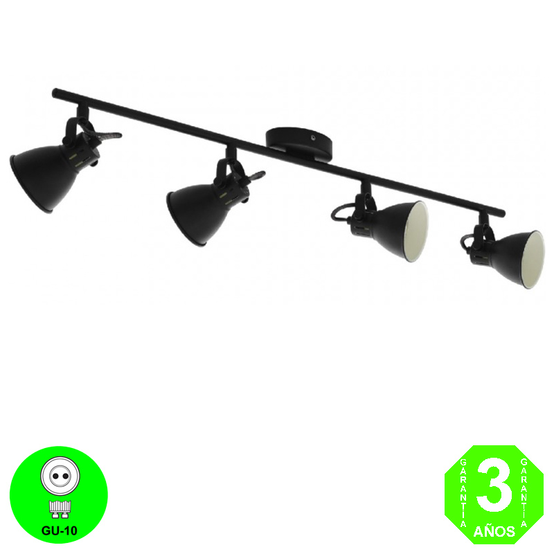 Aplique Regleta Vintage Industrial focos Orientables Color Negro [ALAP8408MB]