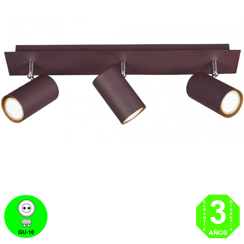 Regleta Aplique Basil3 Focos Orientables Marrón Oxido [ALBASIL3MB]