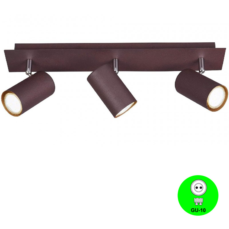 Regleta Aplique 3 Focos Orientables GU10 Marrón Oxido [ALBASIL3MO]