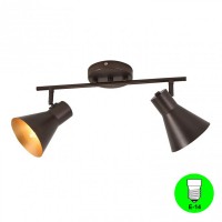 Aplique Regleta 2 focos Bombilla E14 Color Marrón Mate interior Dorado [ALLCL104956]