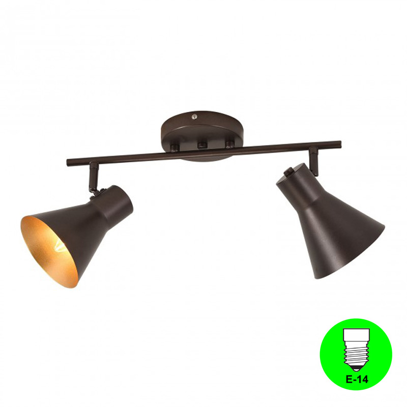 Aplique Regleta 2 focos Bombilla E14 Color Marrón Mate interior Dorado [ALLCL104956]