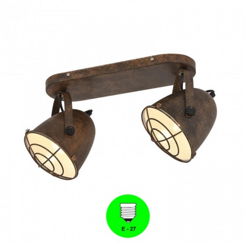 Aplique Regleta 2 focos Bombilla E27 Color Marrón Rustico interior Blanco [ALLCL104971]