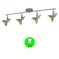 Aplique Regleta 4 focos Retro E14 Color Níquel interior Blanco [ALLCL104978]