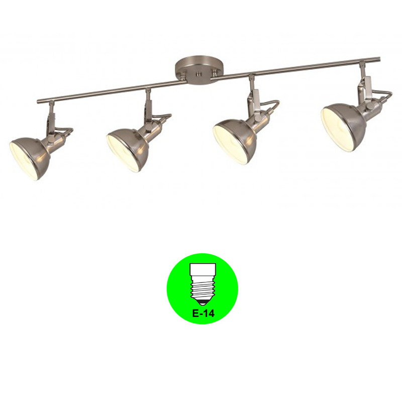 Aplique Regleta 4 focos Retro E14 Color Níquel interior Blanco [ALLCL104978]