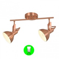 Aplique Regleta 2 focos Retro Bombillas E14 Color Oro Rosa interior Blanco [ALLCL104982]