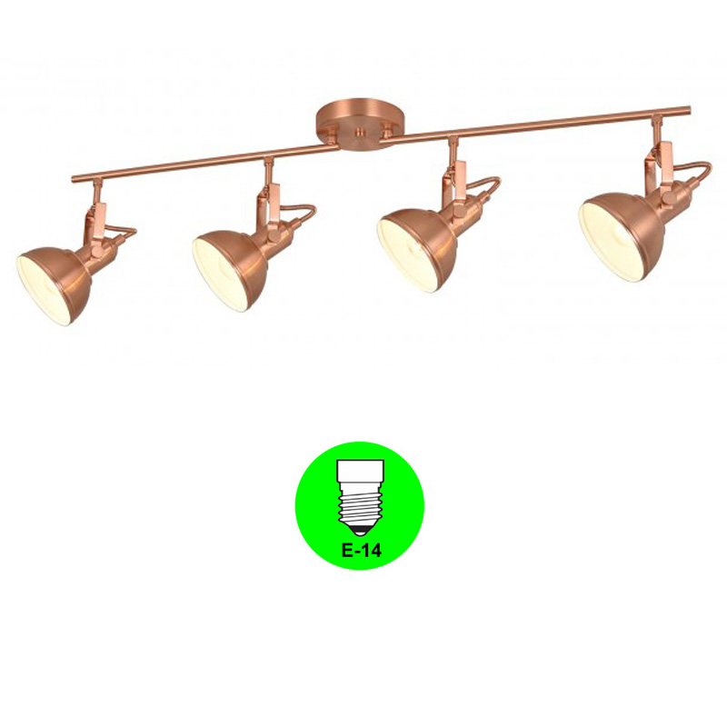 Aplique Regleta 4 focos Retro E14 Color Oro Rosa interior Blanco [ALLCL104984]