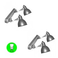 Aplique Regleta 2 focos Articulados E14 Color Aluminio o Plata Mate [ALMB7017]