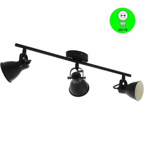 Aplique Regleta 3 focos GU10 Color Negro [ALMBAP8399N]