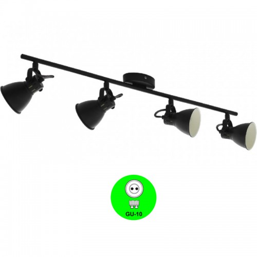 Aplique Regleta Vintage 4 focos GU10 Orientable Color Negro [ALMBAP8408N]