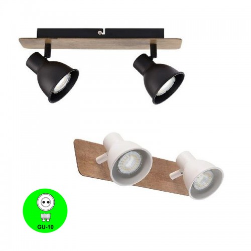 Regleta Aplique 2 Focos Orientables base madera natural [ALMIKO2BN]