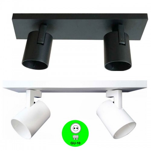 Regleta Aplique 2 Focos Orientables GU10 Blanco o Negro [ALRF772BN]