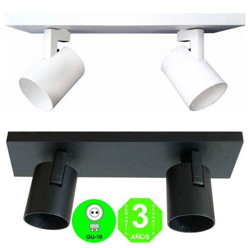 Regleta Aplique RF 2 Focos Orientables GU10 Blanco o Negro [ALRF772MB]