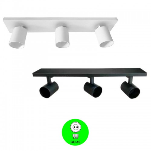 Regleta Aplique 3 Focos Orientables GU10 Blanco o Negro [ALRF773BN]
