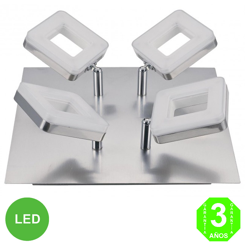 Aplique Plafón led Focos Cuadrados Orientables color Níquel [AL103964LCL]