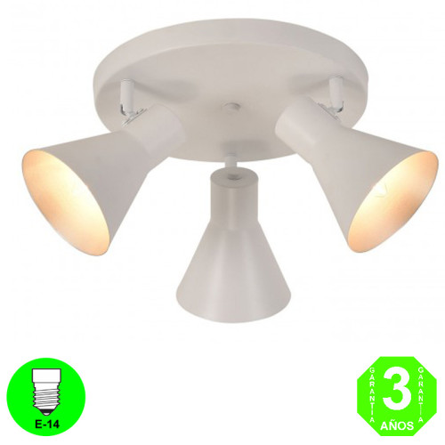 Aplique Plafón Vint3 focos Orientables Color Blanco Mate interior Plata [AL104963LCL]