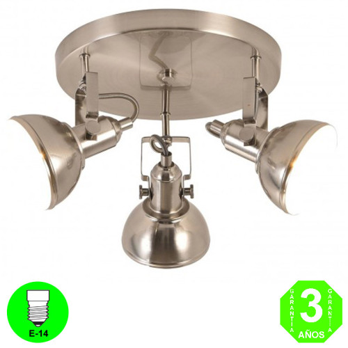 Aplique Plafón Retro3 focos Orientables Color Níquel interior Blanco [AL104977LCL]