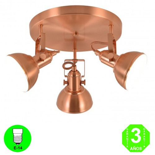 Aplique Plafón Retro3 focos Orientables Color Oro Rosa interior Blanco [AL104983LCL]