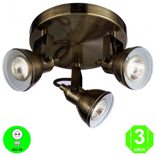 Aplique Plafón Vintage3 focos Orientables Color Pavonado interior Blanco [AL1543MB]