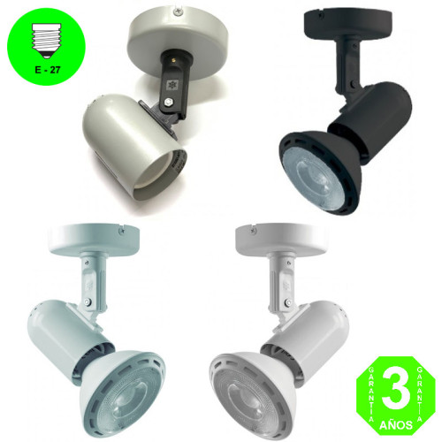 Aplique Orientable Color Blanco,Gris,Negro sin aro de protección tipo PAR [AL71604MB]