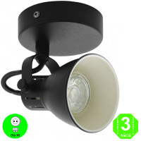 Aplique Vintage Metálico Color Negro mate interior Blanco Orientable [ALAP8397MB]