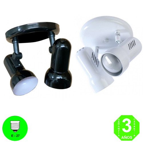 Aplique Plafón Retro Cartag 2 focos Orientables Blanco o Negro [ALCARTAG2MB]