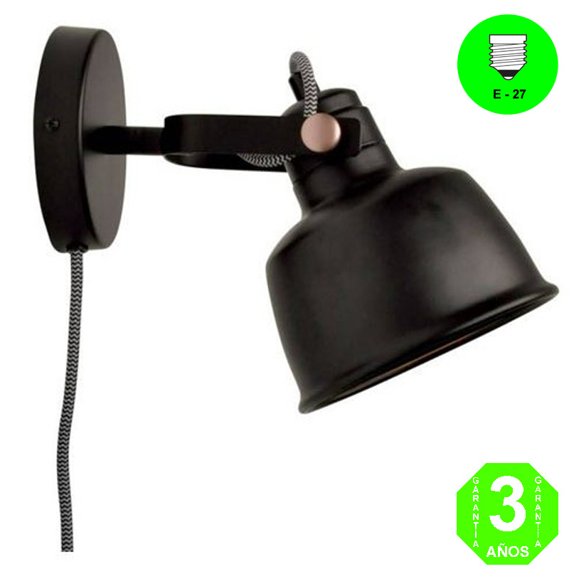 Aplique Retro Articulado Color Negro pared o techo [ALFN43EUMB]