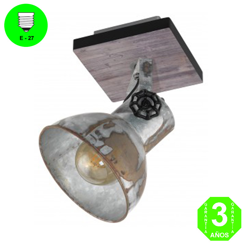 Aplique Vintage Articulado Metálico con base de madera pared o techo [ALFP4948MB]