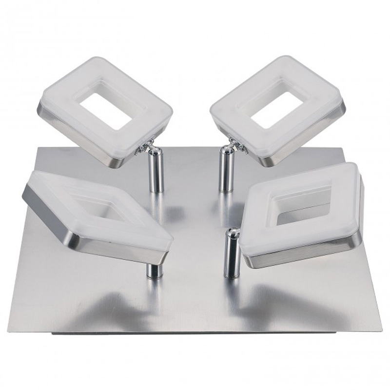 Aplique Plafón 4 Focos LED 24W 4000K Cuadrado Níquel