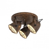 Aplique Regleta 3 focos Bombilla E27 Color Marrón Rustico interior Blanco