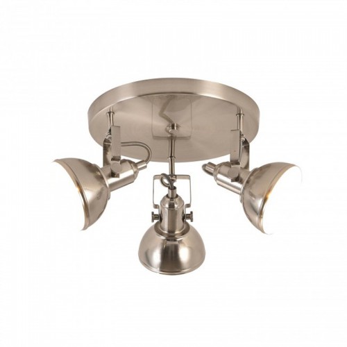 Aplique Plafón 3 focos Retro Bombilla E14 Color Níquel interior Blanco