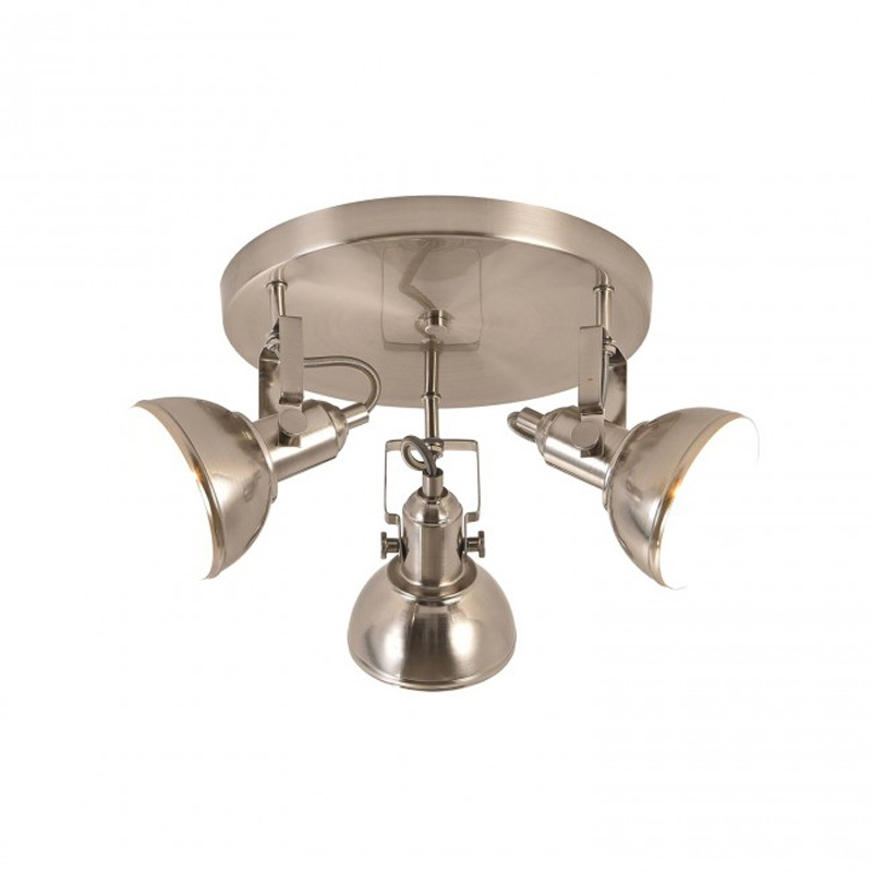 Aplique Plafón 3 focos Retro Bombilla E14 Color Níquel interior Blanco