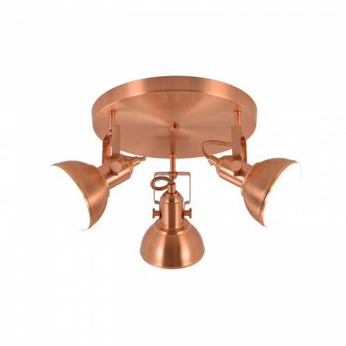 Aplique Plafón 3 focos Retro Bombilla E14 Color Oro Rosa interior Blanco