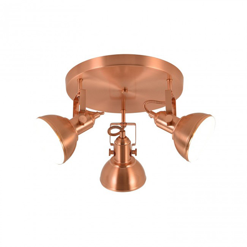Aplique Plafón 3 focos Retro Bombilla E14 Color Oro Rosa interior Blanco