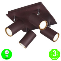 Aplique Plafón Marley Cuadrado focos Orientables Color Marrón Oxido [ALMARLEY4MOMB]