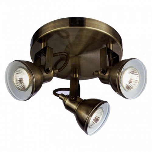 Aplique Plafón 3 focos Vintage Bombilla GU10 MR16 Color Pavonado interior Blanco