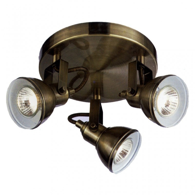 Aplique Plafón 3 focos Vintage Bombilla GU10 MR16 Color Pavonado interior Blanco
