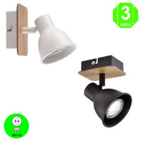 Aplique Orientable Miko 1 con base de madera natural color Blanco o Negro [ALMIKO1MB]