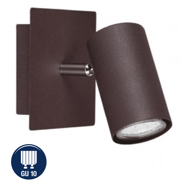 Aplique 1 Foco Orientable GU10 Color Marrón Oxido Sin Bombillas